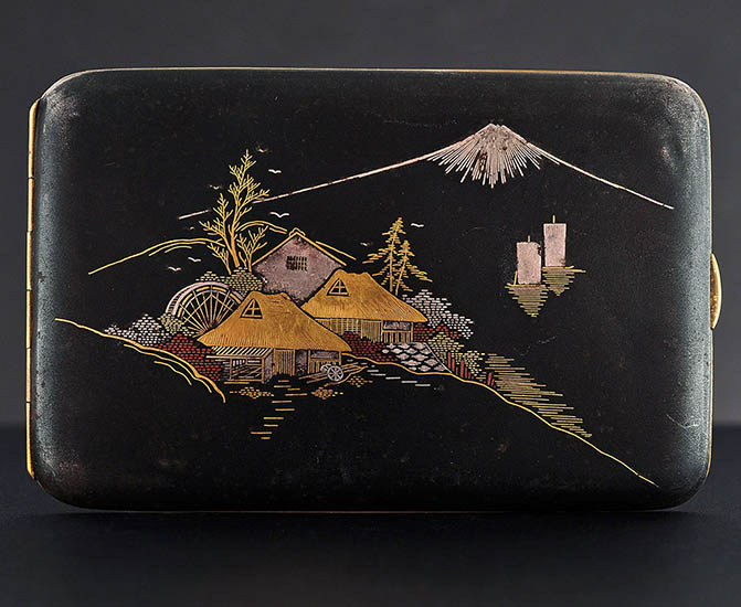 Damascene cigarette case, Komai-style